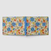 Retro Blue, Geel en Oranje Floral Gastenboek (Volledig)