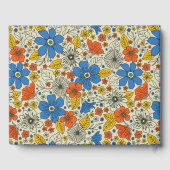 Retro Blue, Geel en Oranje Floral Gastenboek (Achterkant)
