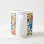 Retro Blue, Geel en Oranje Floral Grote Koffiekop (Achterkant)