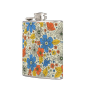 Retro Blue, Geel en Oranje Floral Heupfles (Links)