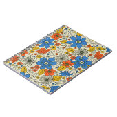 Retro Blue, Geel en Oranje Floral Notitieboek (Linkerzijde)