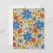 Retro Blue, Geel en Oranje Floral Notitiekaartje (Voorkant)