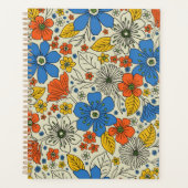 Retro Blue, Geel en Oranje Floral Planner (Voorkant)