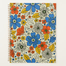 Retro Blue, Geel en Oranje Floral Planner