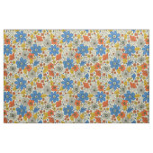 Retro Blue, Geel en Oranje Floral Stof (Yard (91,4 cm))