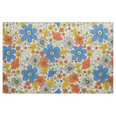 Retro Blue, Geel en Oranje Floral Stof (Fat Quarter)