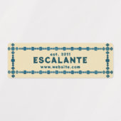  Retro Blue Gem Border op Beige Custom Labels (Design 2)