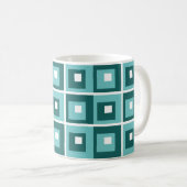 Retro Blue Geometric Squares Patroon Koffiemok (Voorkant rechts)
