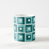 Retro Blue Geometric Squares Patroon Koffiemok (Center)