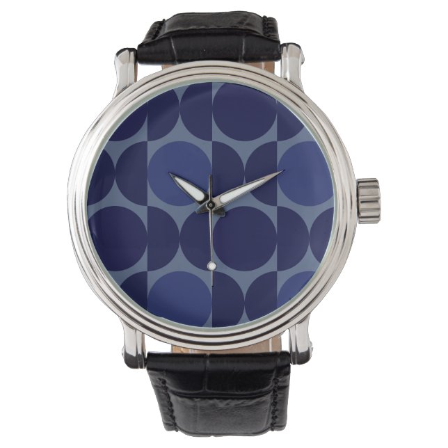 Retro Blue geometrisch Horloge (Voorkant)