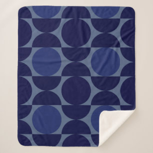 Retro Blue geometrisch Sherpa Deken