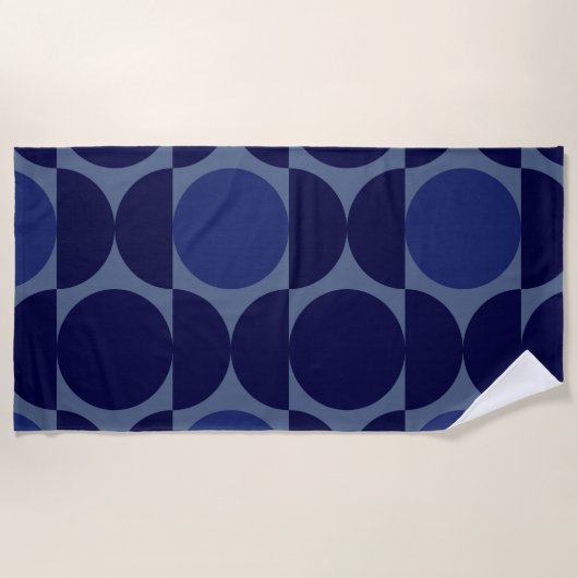 Retro Blue geometrisch Strandlaken (Voorkant)