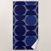 Retro Blue geometrisch Strandlaken (Voorkant)