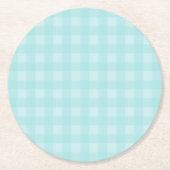 Retro Blue Gingham Checkered Pattern Achtergrond Ronde Kartonnen Onderzetter (Voorkant)
