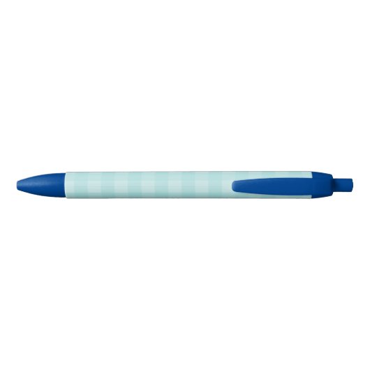 Retro Blue Gingham Checkered Pattern Achtergrond Zwarte Inkt Pen (Achterkant)