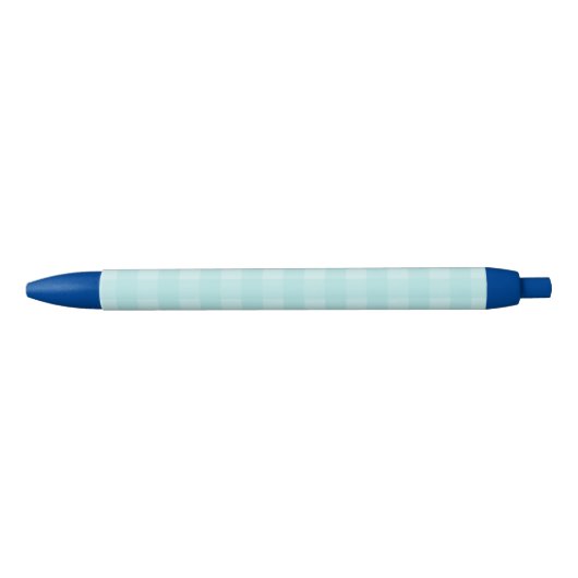 Retro Blue Gingham Checkered Pattern Achtergrond Zwarte Inkt Pen (Voorkant)