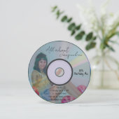 Retro Blue Girl's Music CD Birthday Kaart (Staand voorkant)