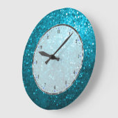 Retro Blue Glitter Grote Klok (Hoek)