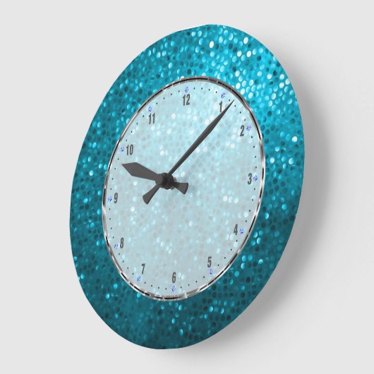 Retro Blue Glitter Grote Klok (Hoek)