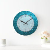 Retro Blue Glitter Grote Klok (Huis)