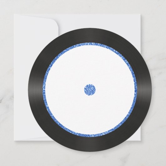 Retro Blue Glitter Vinyl Record Verjaardagsfeest Kaart (Achterkant)