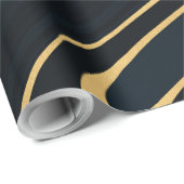 Retro Blue Golf Swirl Liquid Painting Design Cadeaupapier (Rol Hoek)