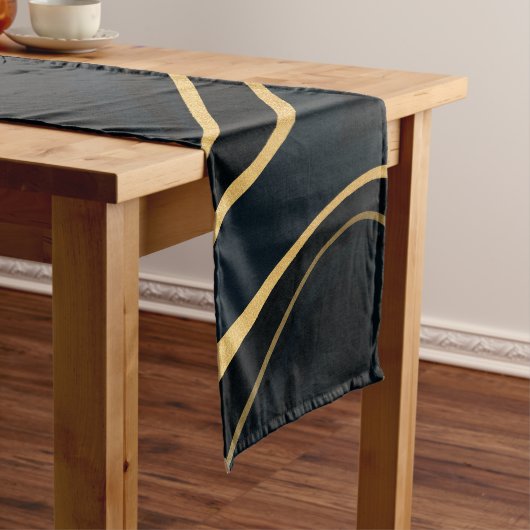 Retro Blue Golf Swirl Liquid Painting Design Korte Tafelloper (Voorbeeld)