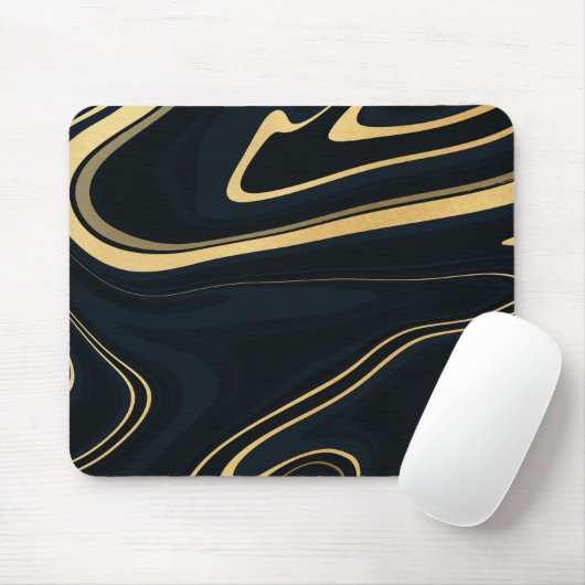 Retro Blue Golf Swirl Liquid Painting Design Muismat (Met muis)