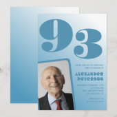 Retro Blue Gradient Foto Mannen 93ste verjaardag Kaart (Voorkant / Achterkant)