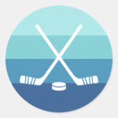 Retro Blue Gradient Ice Hockey Ronde Sticker (Voorkant)