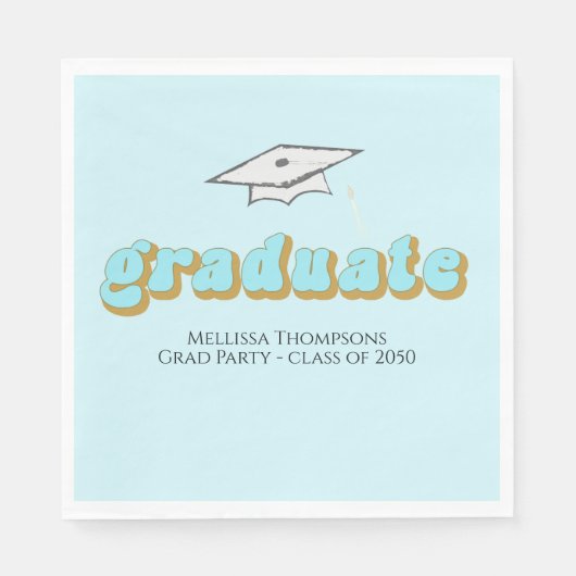 Retro Blue Graduation Party Aangepaste lunch Servet (Voorkant)