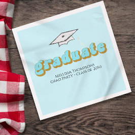 Retro Blue Graduation Party Aangepaste lunch Servet