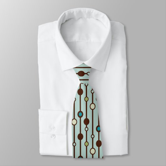 Retro Blue Green Circles 2 stijl patterned necktie Stropdas (Gebonden)