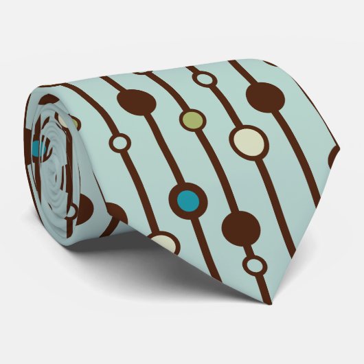 Retro Blue Green Circles 2 stijl patterned necktie Stropdas (Opgerold)