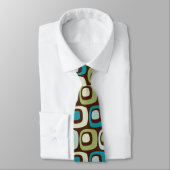 Retro Blue Green Circles, stijl patterned necktie Stropdas (Gebonden)