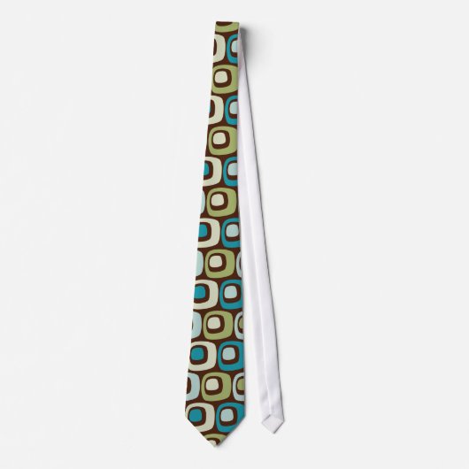 Retro Blue Green Circles, stijl patterned necktie Stropdas (Voorkant)