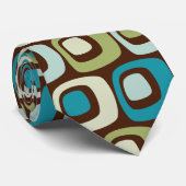Retro Blue Green Circles, stijl patterned necktie Stropdas (Opgerold)