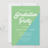 Retro Blue Green Color Block Graduparty Kaart (Voorkant)