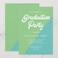 Retro Blue Green Color Block Graduparty