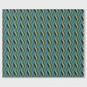 Retro Blue Green Grey Zee Waves Patroon Cadeaupapier (Vlak)