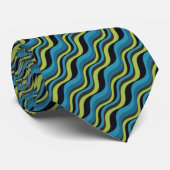 Retro Blue Green Grey Zee Waves Patroon Stropdas (Opgerold)