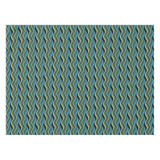 Retro Blue Green Grey Zee Waves Patroon Tafelkleed (Voorkant (Horizontaal))