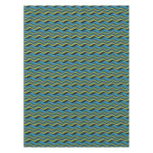 Retro Blue Green Grey Zee Waves Patroon Tafelkleed (Voorkant)