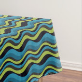 Retro Blue Green Grey Zee Waves Patroon Tafelkleed (Voorbeeld)