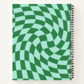 Retro Blue Green Pastel Warped Checkered Notitieboek (Achterkant)