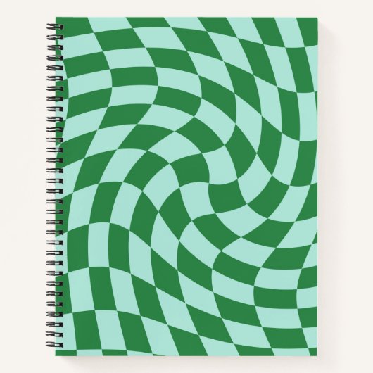 Retro Blue Green Pastel Warped Checkered Notitieboek (Voorkant)
