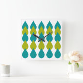 Retro Blue Green Vierkante Klok (Huis)