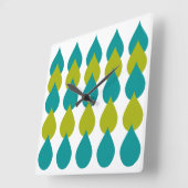 Retro Blue Green Vierkante Klok (Hoek)