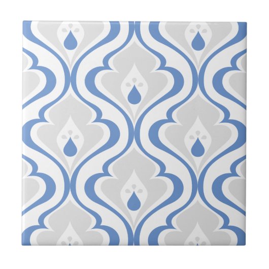 Retro Blue Grey Abstract Pattern Decorative Tile Tegeltje (Voorkant)