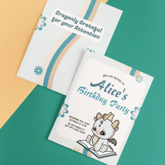 Retro Blue Grey Pastel Baby Dragon Verjaardag Kaart